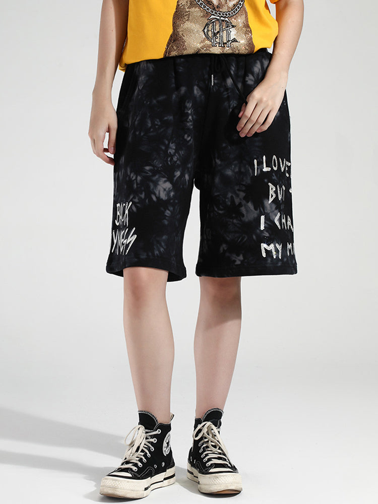 TCH Rhinestone Casual Print Drawstring Shorts