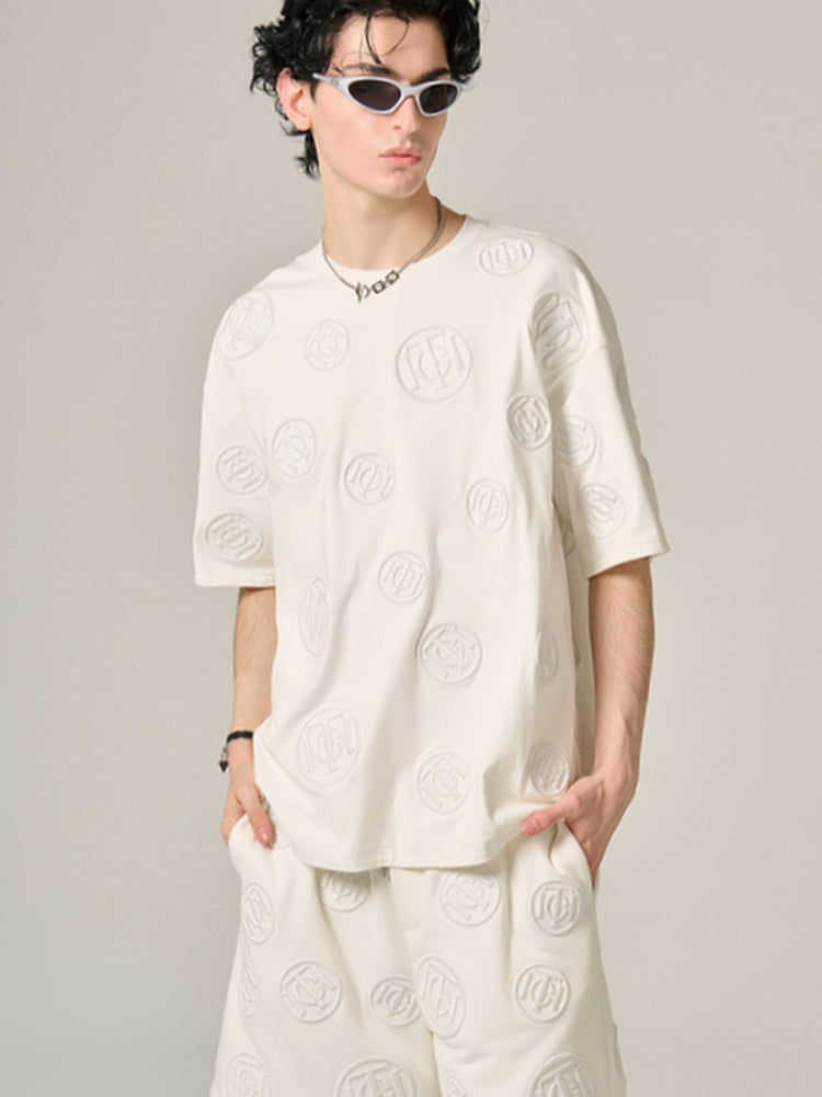 TCH Allover Logo Print Solid Cotton T-shirt