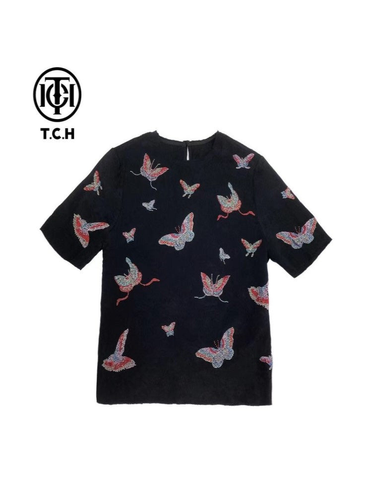 TCH Allover Pink Rhinestone Butterfly T-shirt