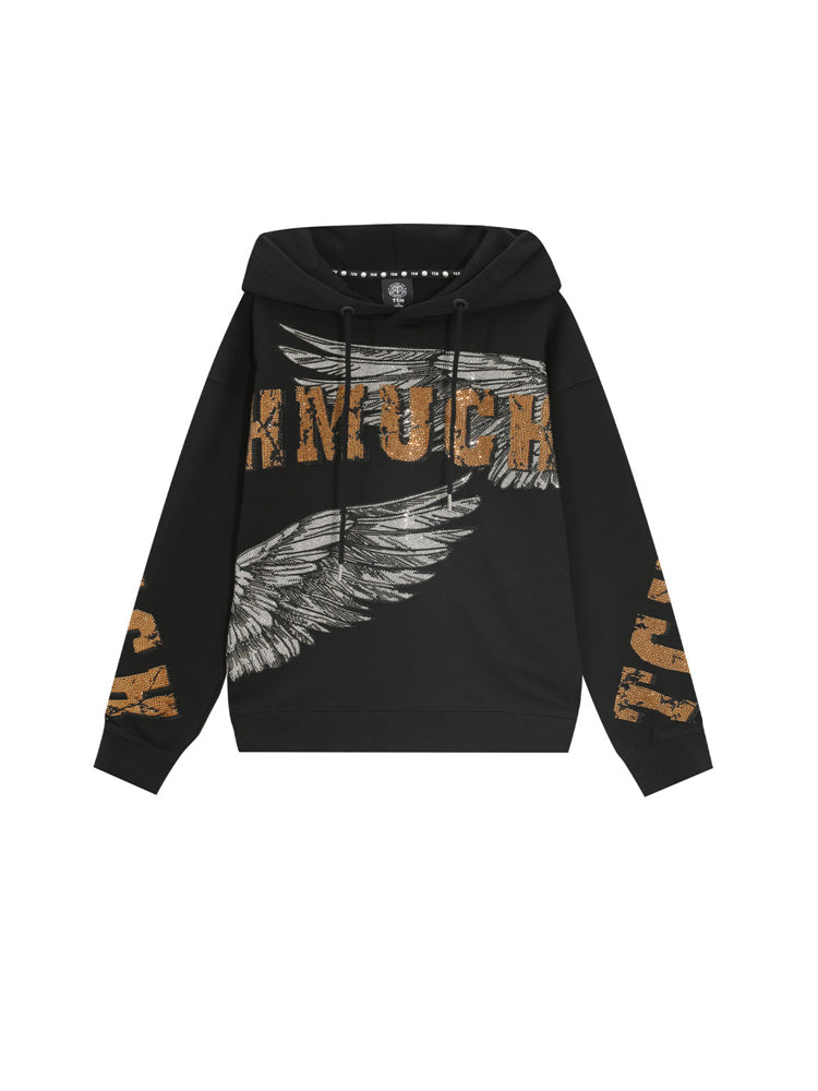 TCH Men's Angel Wings Rhinestone Letter Hoodie