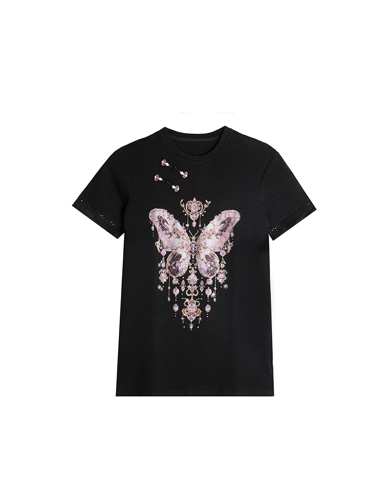 TCH Rhinestone Sparkle Butterfly Lace Short Dress
