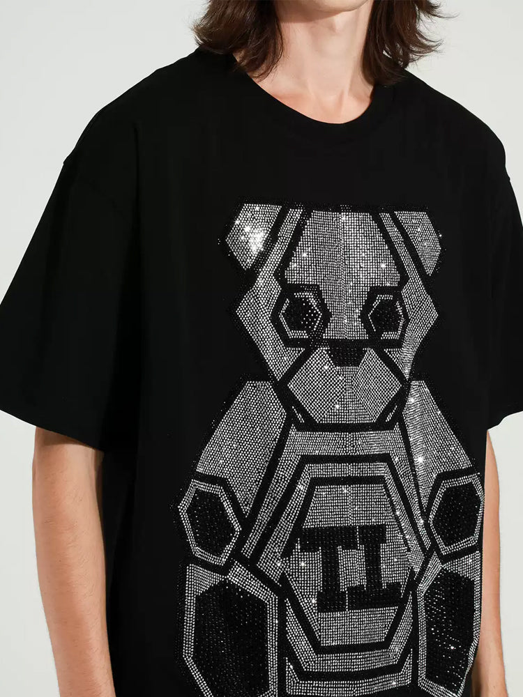 TCH Robot Bear Rhinestone Short Sleeve T-Shirt