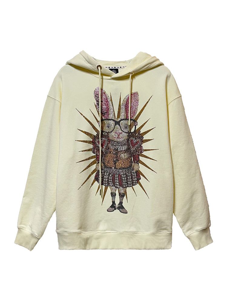 TCH Rabbit Rhinestone Solid Hoodie
