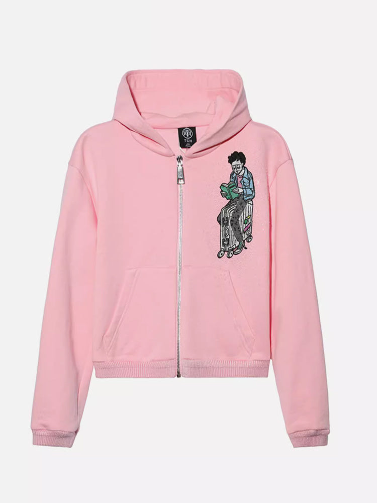 TCH Rhinestone Graphic Funny Hoodie Jacket