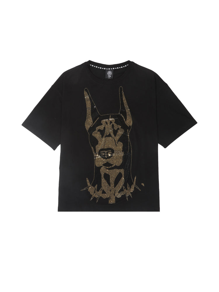 TCH Rhinestones Graphic Printed Oversize Tee