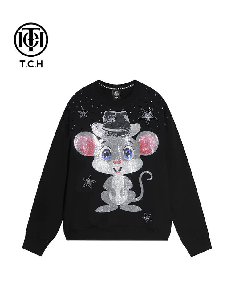 TCH Men's Graphics Rhinestone Letter Sweatshirt