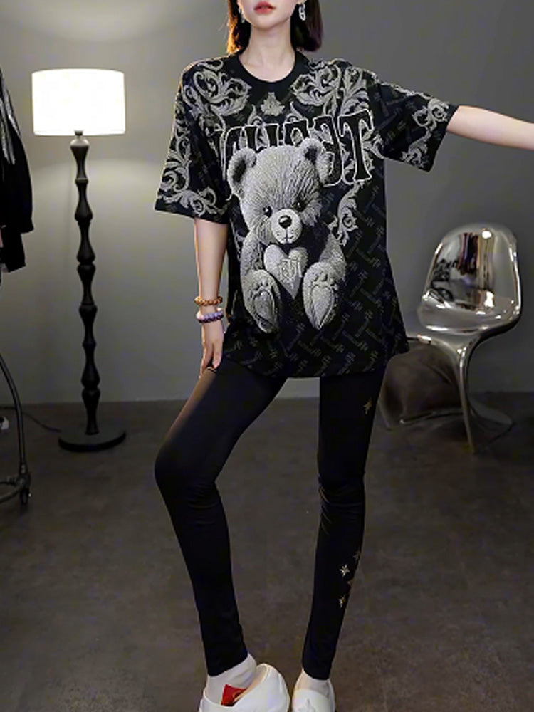 TCH Black Rhinestone Graphic Slim fit Leggings