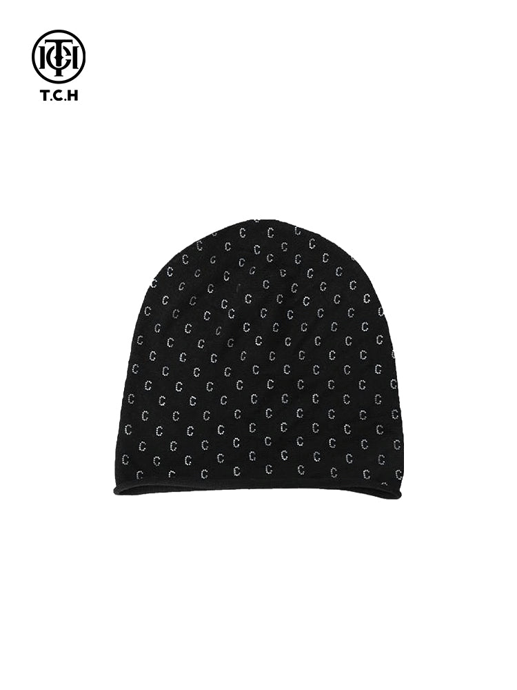 TCH Fashion Black Knitted Letter Beanie