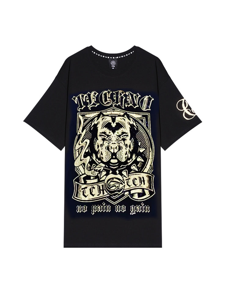 TCH Gold Graphic Print Oversized Cotton T-shirt