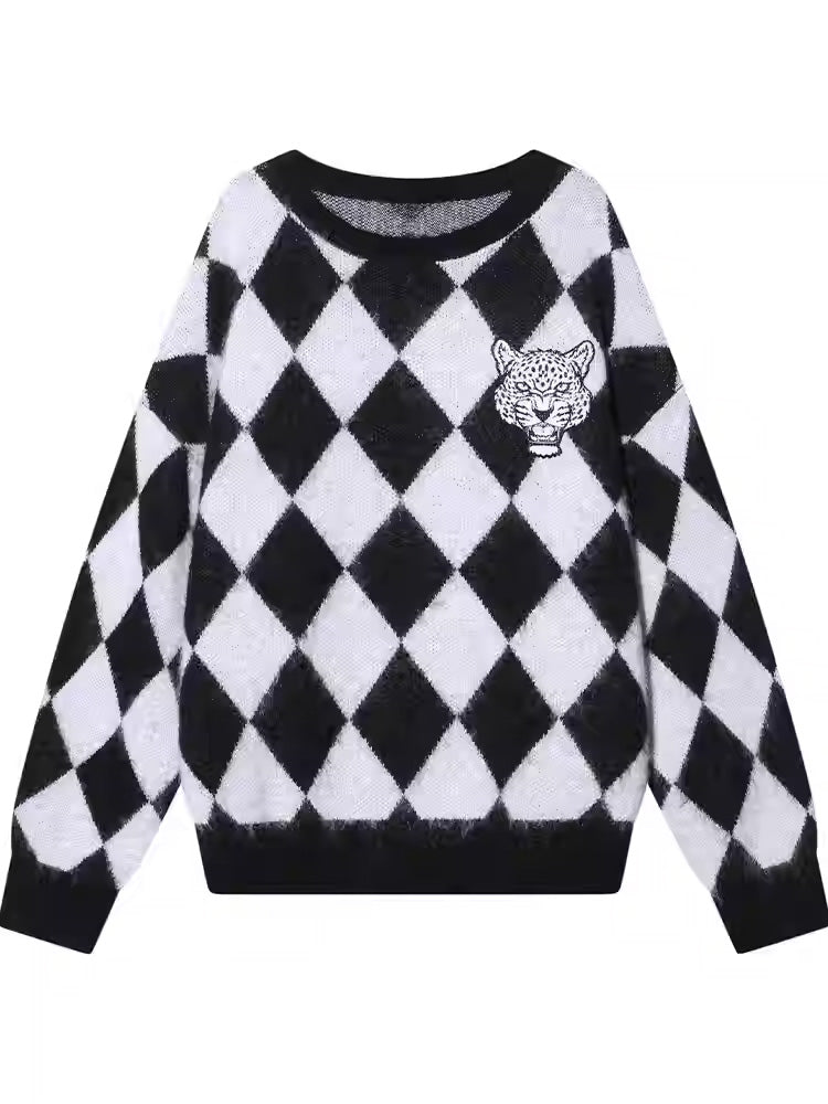 TCH Rhinestone Multi Alpaca-Wool Diamond Sweater