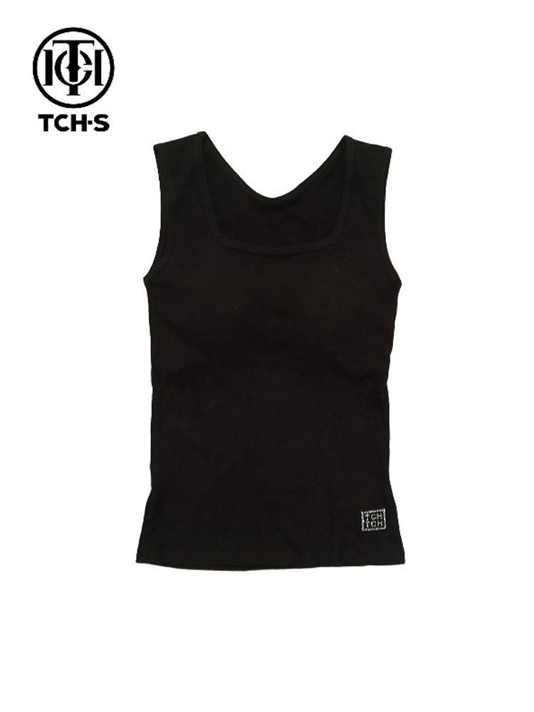 TCH Square Neck Rhinestone Letter Tank Top