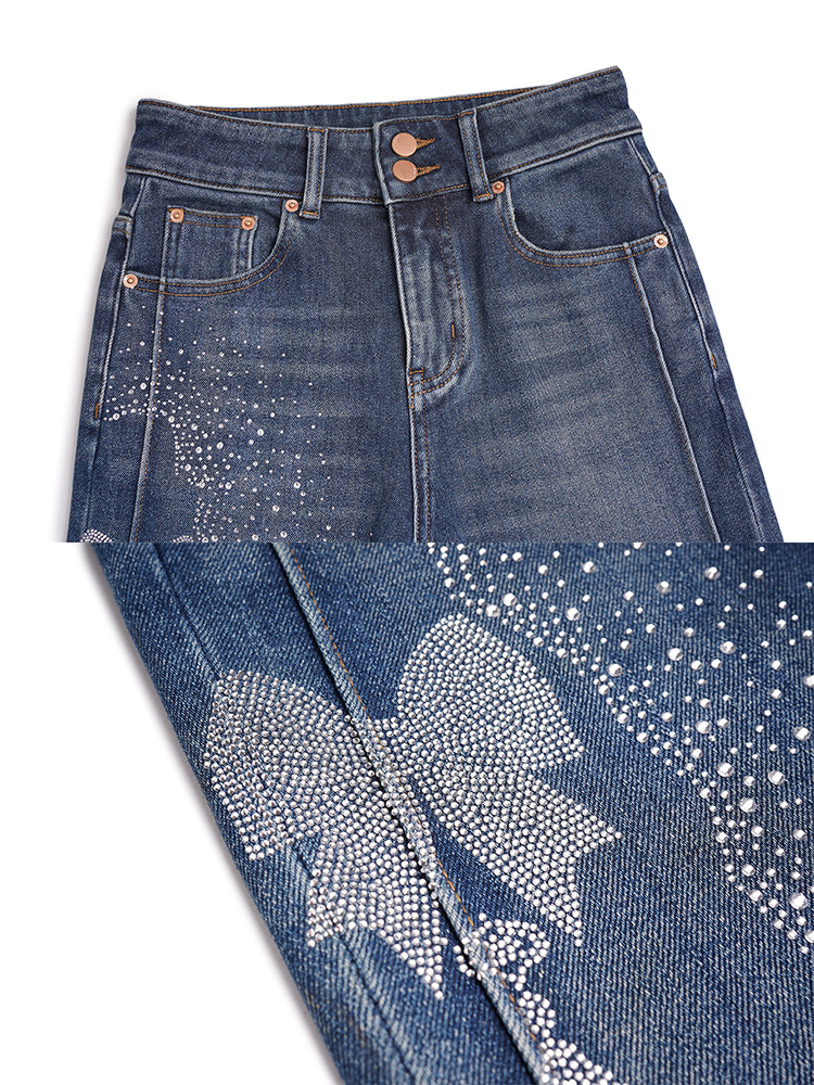TCH Rhinestone Galaxy Gradient Flare Jeans