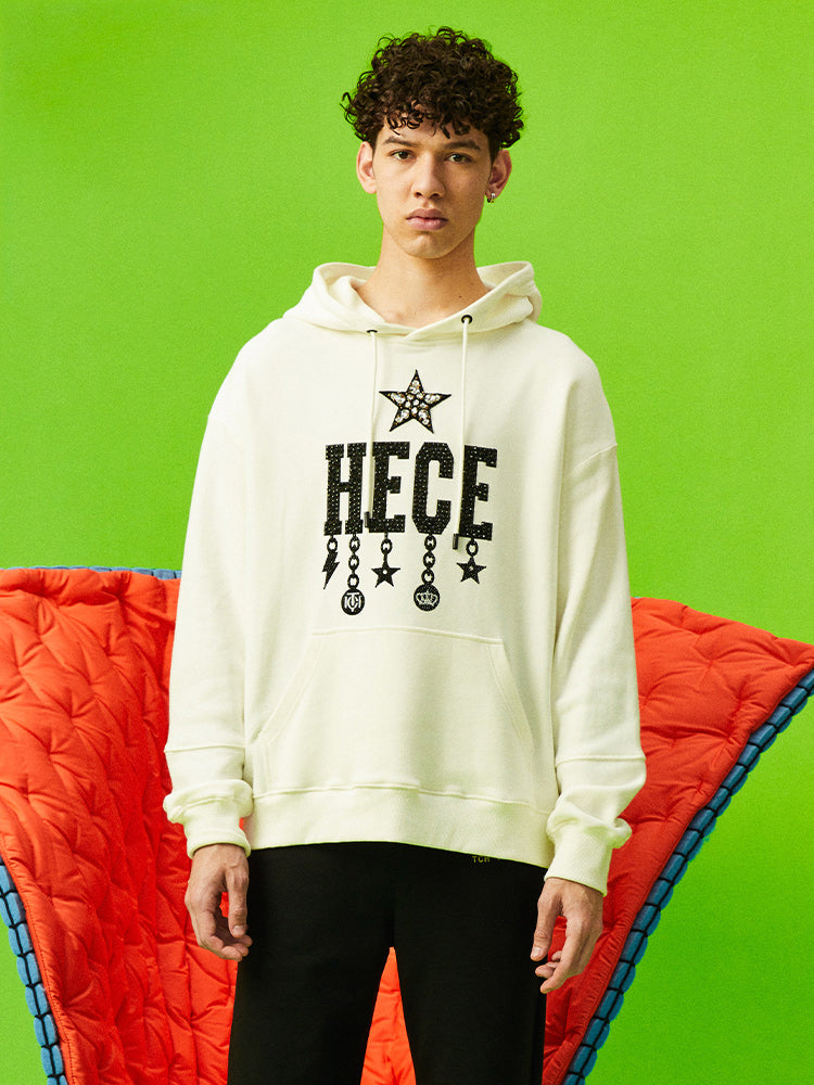 TCH Letter Rhinestone Oversized Hoodie
