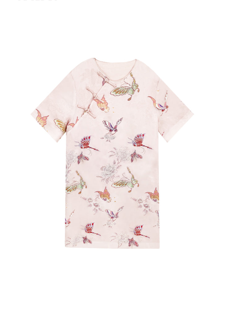 TCH Luxury Butterfly Rhinestone Floral Print Mini Dress