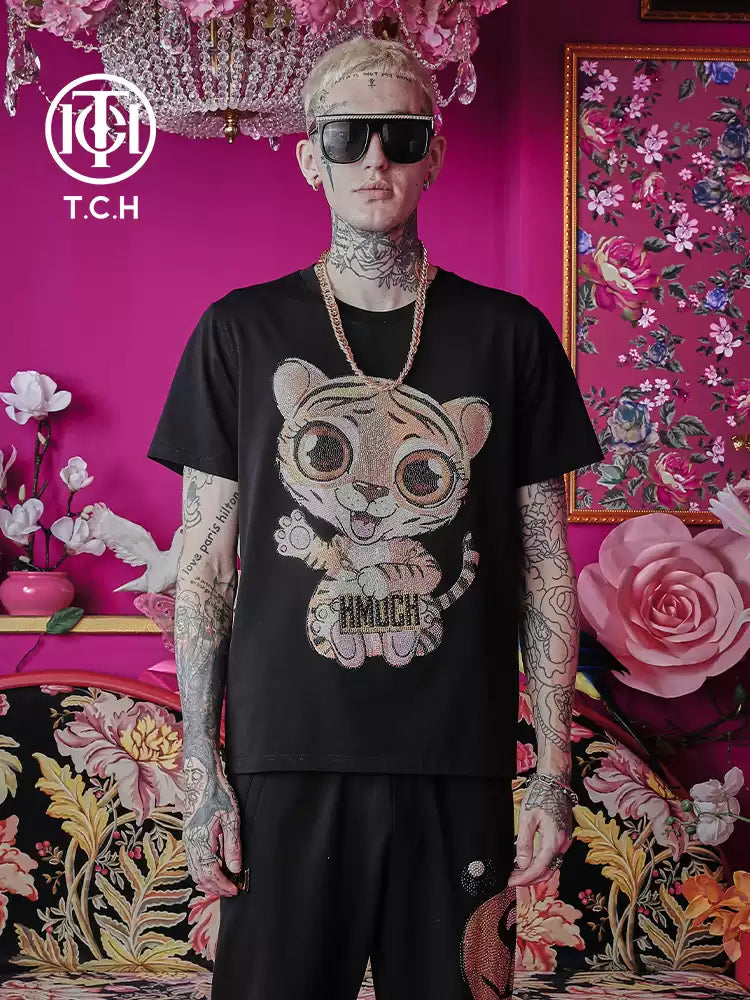 TCH Catoon Tiger Rhinestone Sparkle T-Shirt