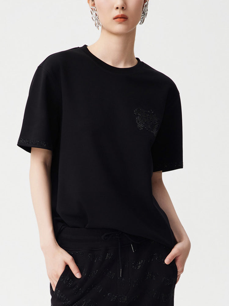 TCH Unisex Rhinestone Short Sleeve T-Shirt in Black
