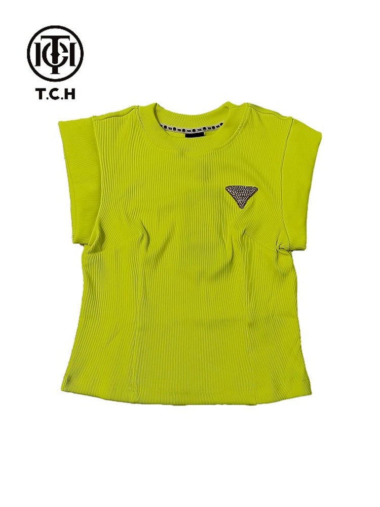 TCH Graphic Rhinestone Knit Slim Fit Top
