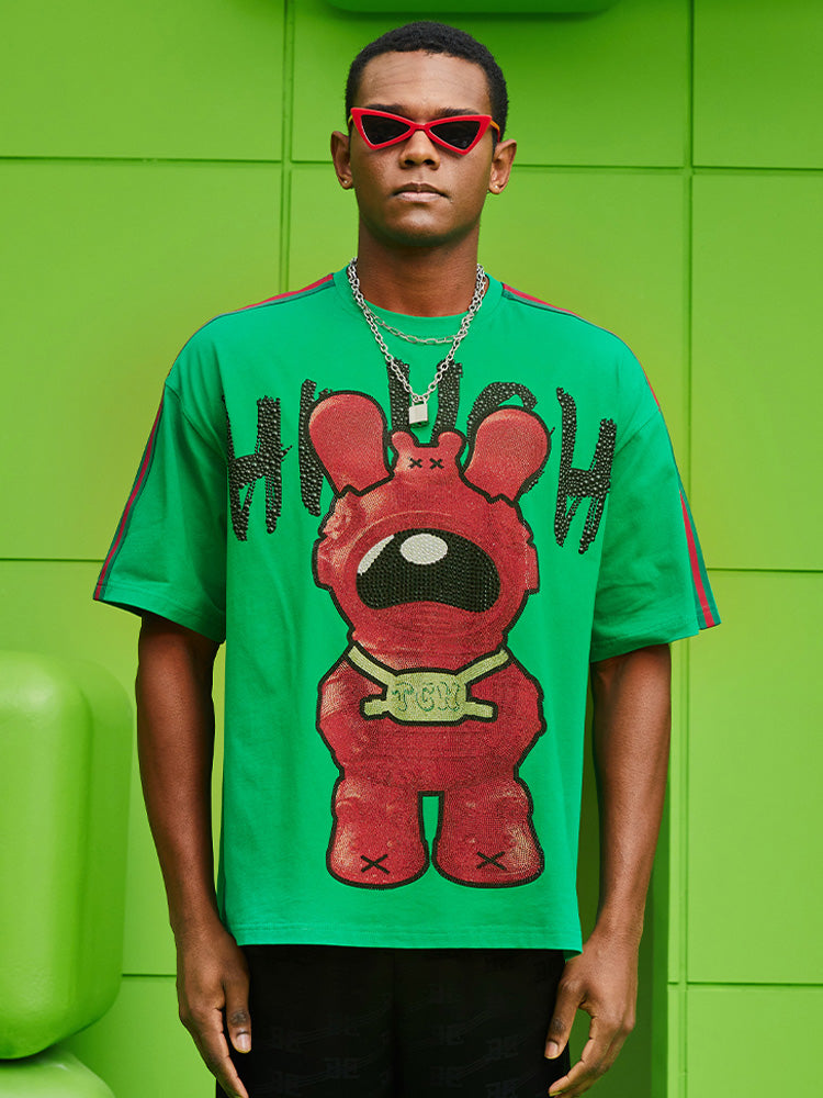 TCH Fashion Space Rabbit Rhinestone T-shirt Top