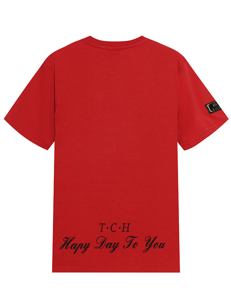 TCH Women's Letter Print Diamond Short Sleeve T-shirt