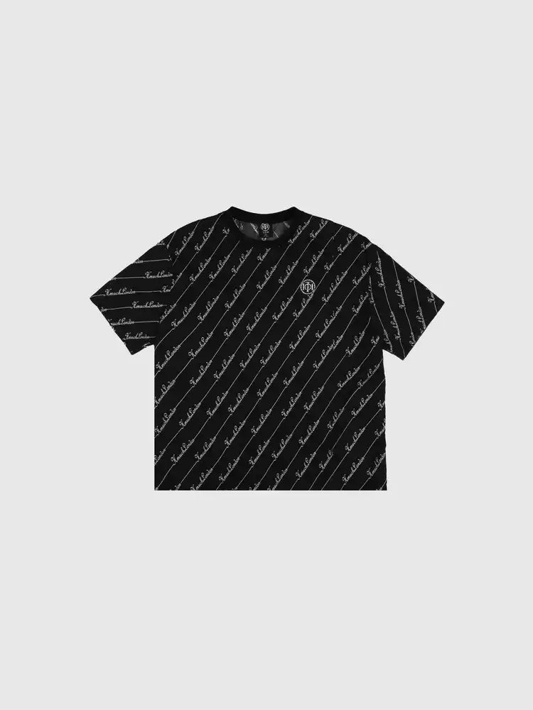 TCH Crystal Logo Embellished T Shirt in Black