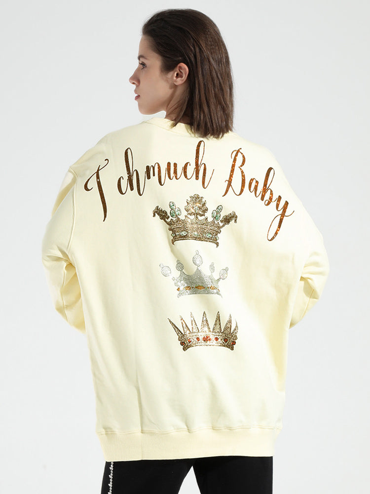TCH Graphic Rhinestone Crown Bear Sweatshirt