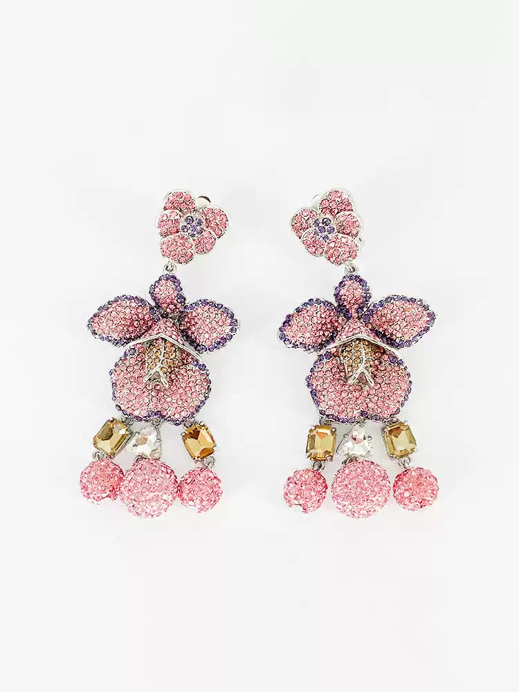 TCH Rhinestone Pink Drop Design Earrings