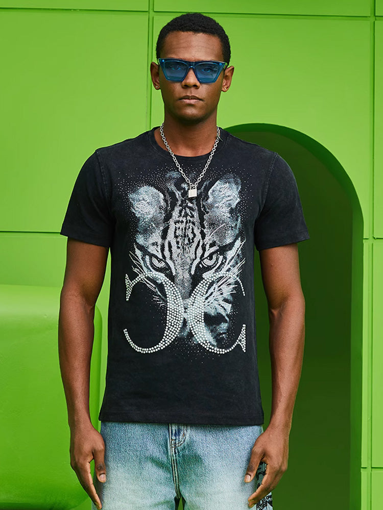 TCH Rhinestone Leopard Bling Graphic Tee