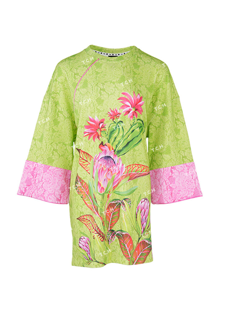 TCH Floral Crystal-Embellished Satin Fashion Dress