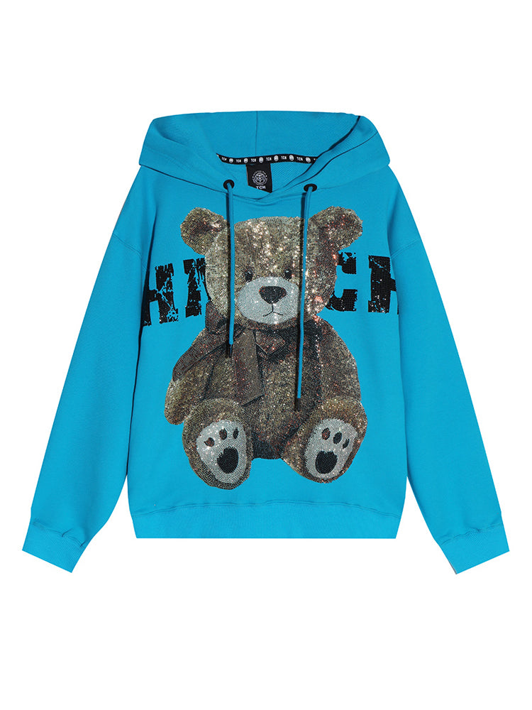 TCH Rhinestone Teddy Bear Long Sleeve Hoodie