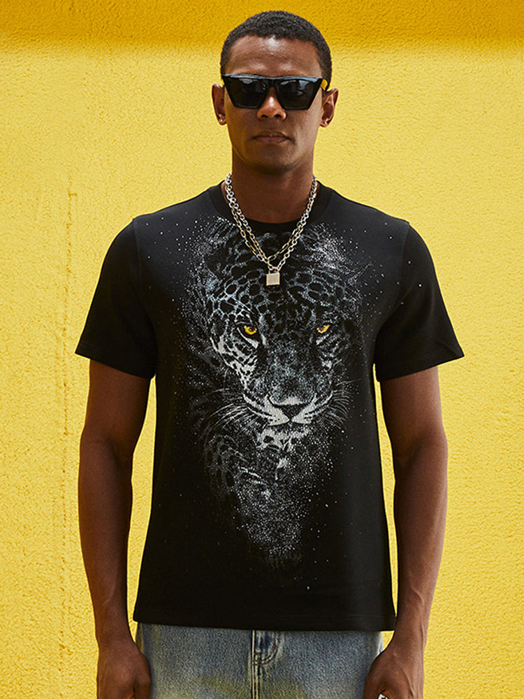 TCH Rhinestone Leopard Short Sleeve T-Shirt
