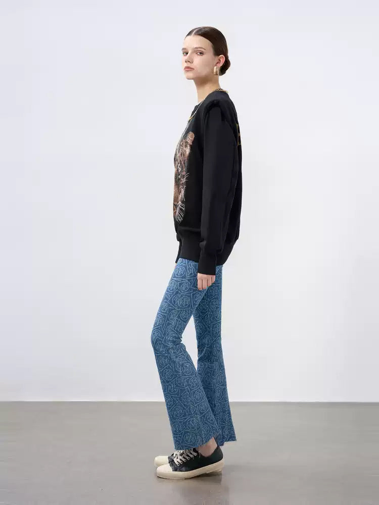 TCH Chain Rhinestone Black Leopard Sweatshirt