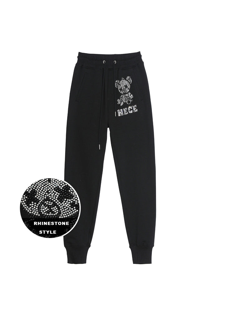 TCH Cartoon Bear Rhinestone Letter Pants