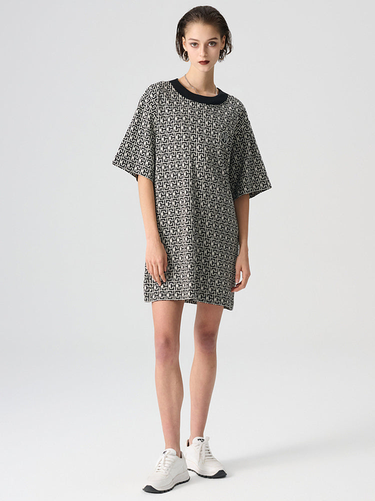 TCH Rhinestone Geometric-Print Tunic Dress