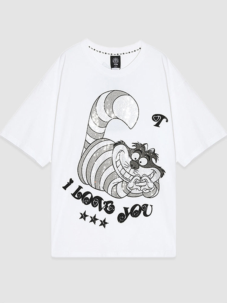 TCH Mens Raccoon Rhinestone Short Sleeve T-shirt