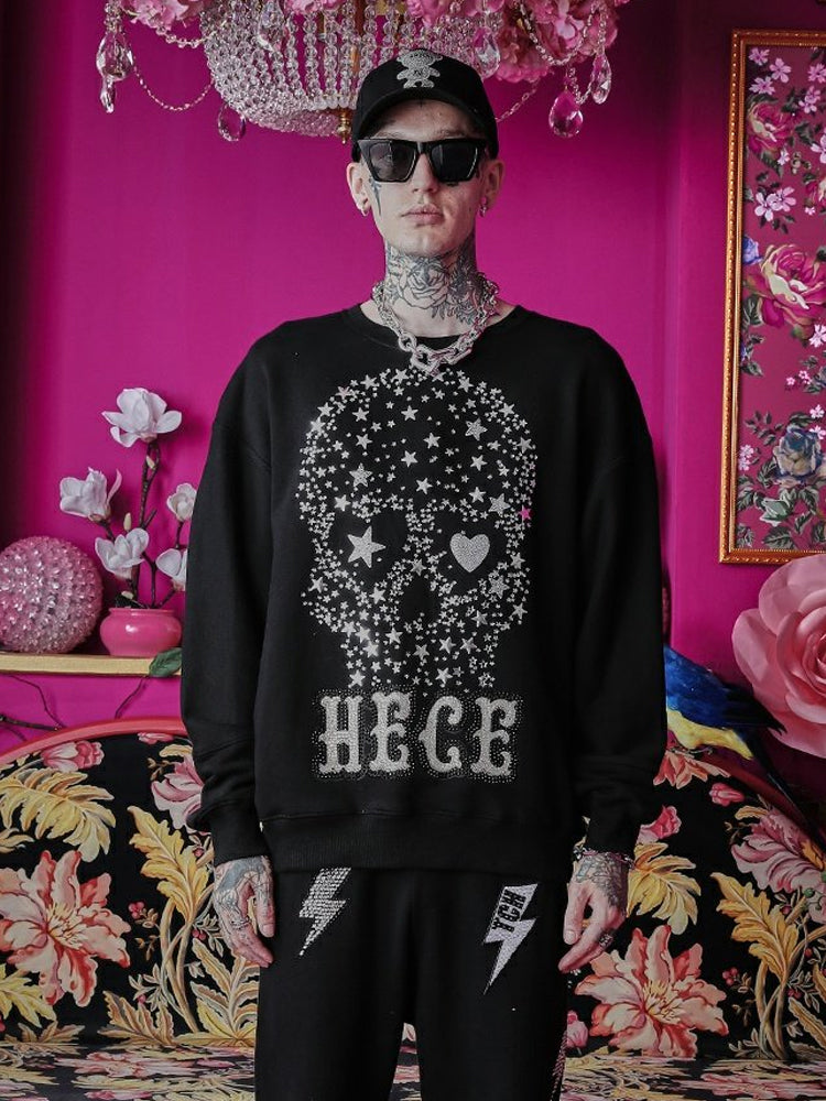 TCH Skull Rhinestone Star Black Sweatshirt