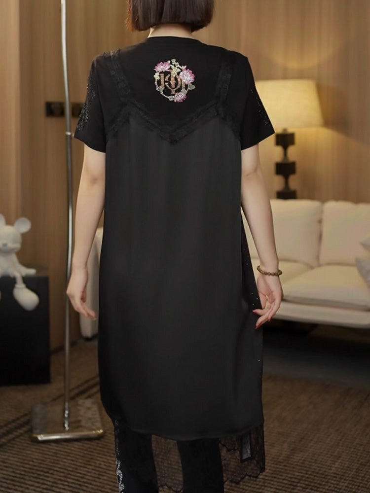 TCH Crystal embellished  A Line Lace Midi Dress