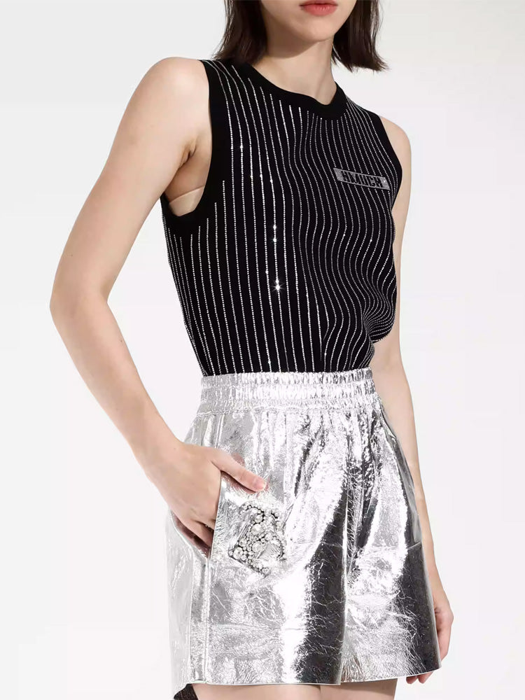 TCH Rhinestone Striple Sleeveless Tank Top