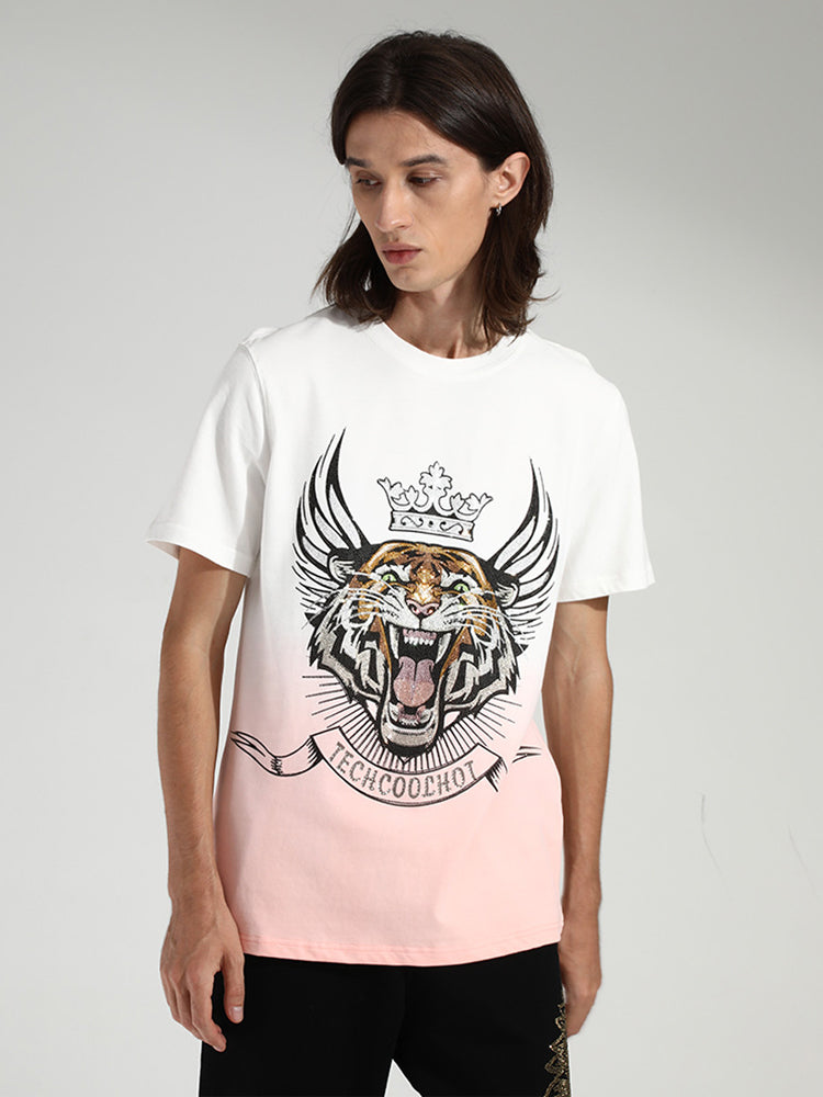 TCH Cartoon Tiger Oversized Rhinestone T-Shirt