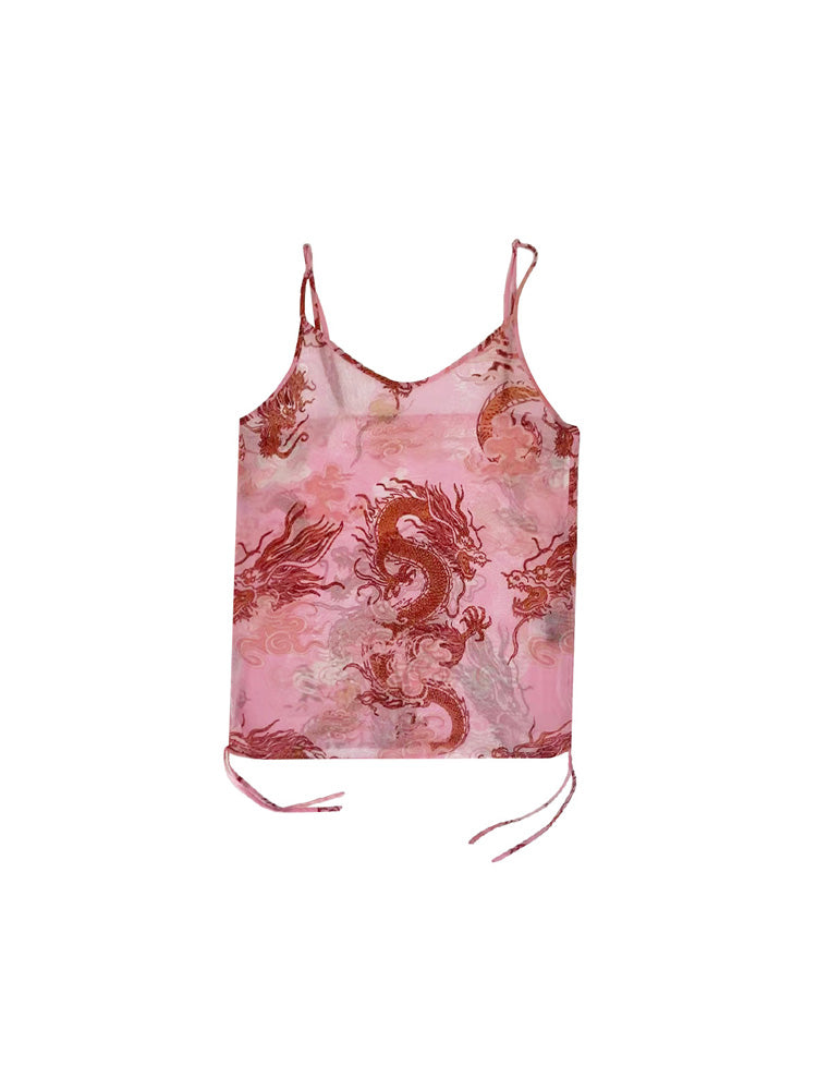 TCH Dragon Sparkly Crystal Embroidered Sexy Cami