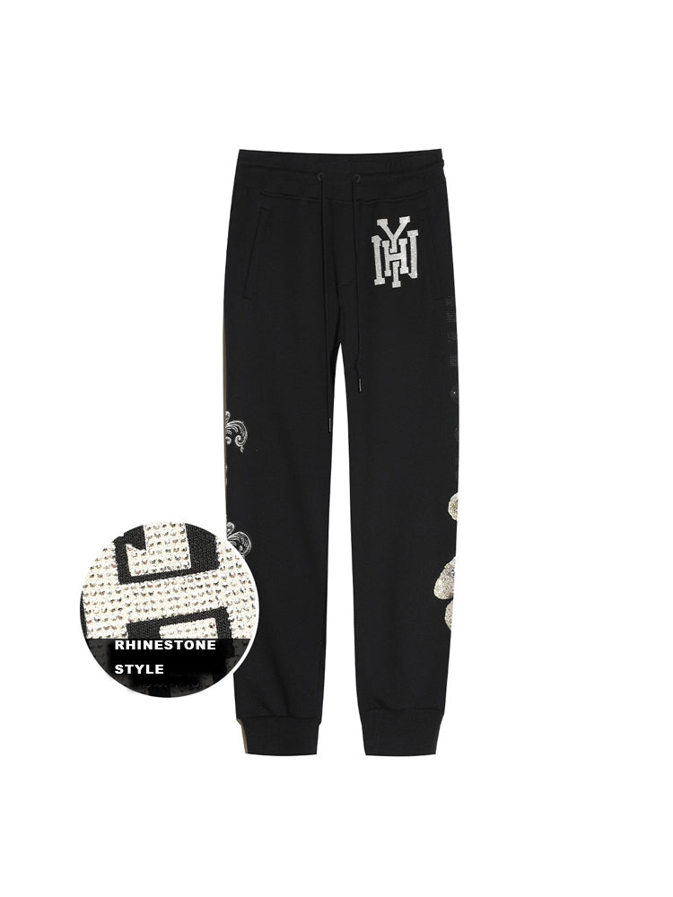 TCH Teddy Bear Rhinestone Letter Pants with Pockets