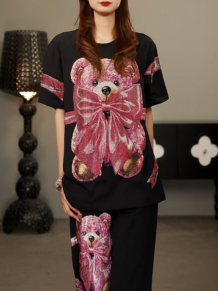 TCH Presale Pink Bow Rhinestone Teddy Bear T-Shirt