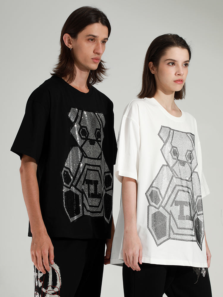 TCH Rhinestones  Casual Teddy Bear T-shirt