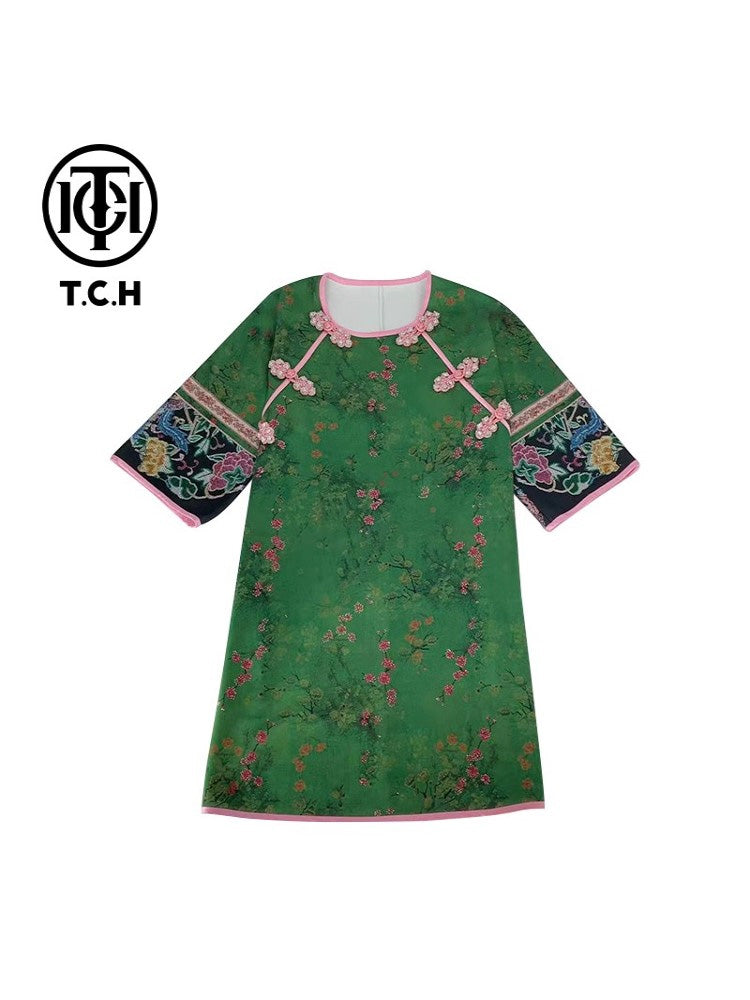 TCH Rhinestone Luxury Jacquard  Retro Dress