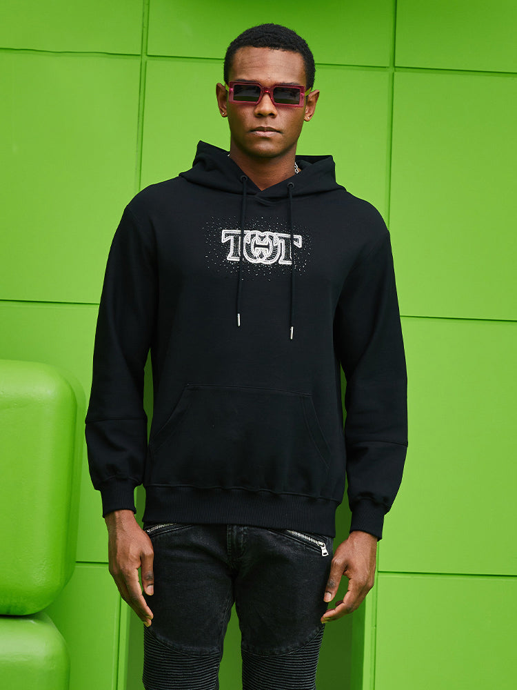TCH Rhineston Wings Pullover Black Hoodie