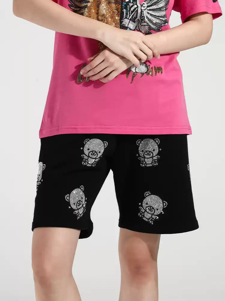 TCH Rhinestone Teddy Bear Jogging Shorts