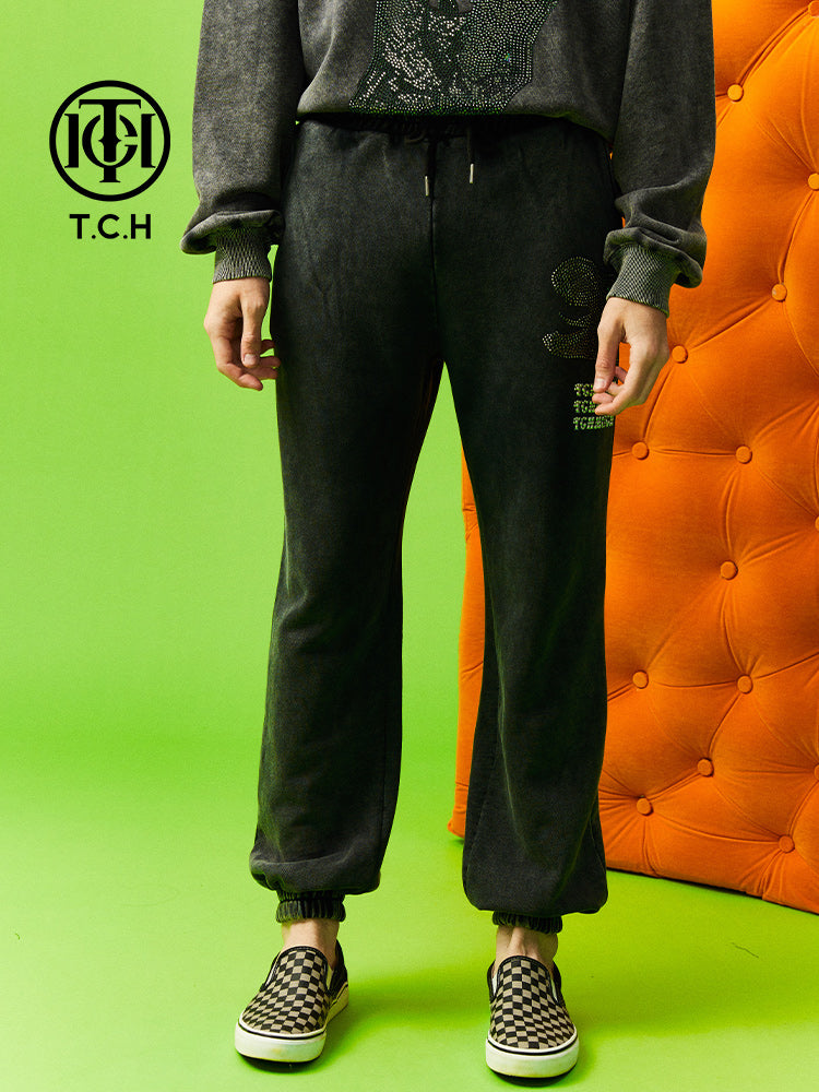TCH Unisex Rhinestone Fleece Cotton Pants