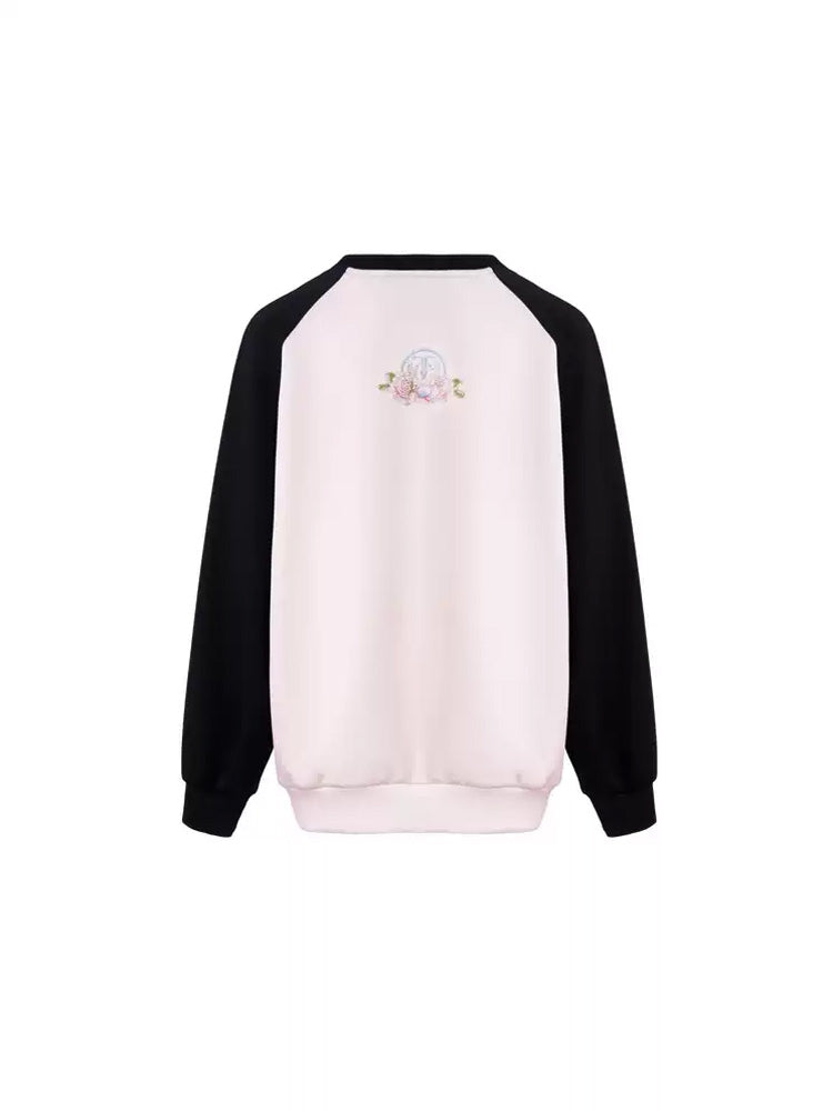 TCH Graphic Rhinestone Floral Patchwork Blouse