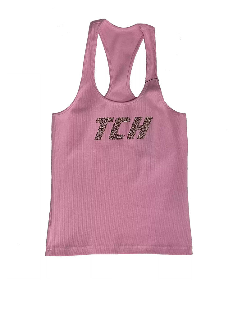 TCH Rhinestone Logo Print Racerback Tank