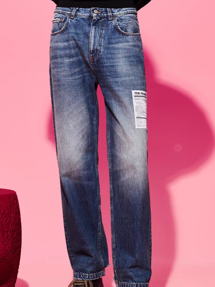 TCH Unisex Mid-Rise Rhinestone Straight Denim Jean