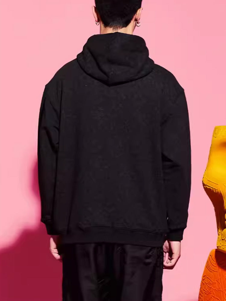TCH Rhinestone Shark Print Black Hoodie